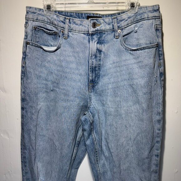 FREE ASSEMBLY WOMENS SIZE 14 JEANS SUPER HIGH RISE STRAIGHT DISTRESSED LIGHT WAS - Picture 4 of 13